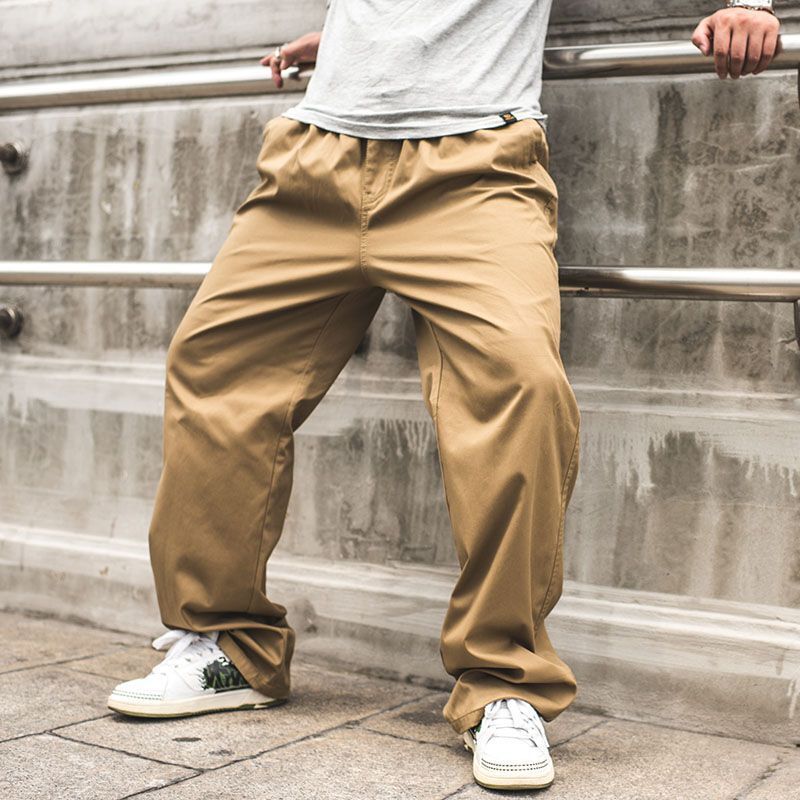 Skateboard Hiphop Large Size Straight Men's Pants Oldschool Loose Casual Pants Fat Man Multi-Pocket Cargo Pants