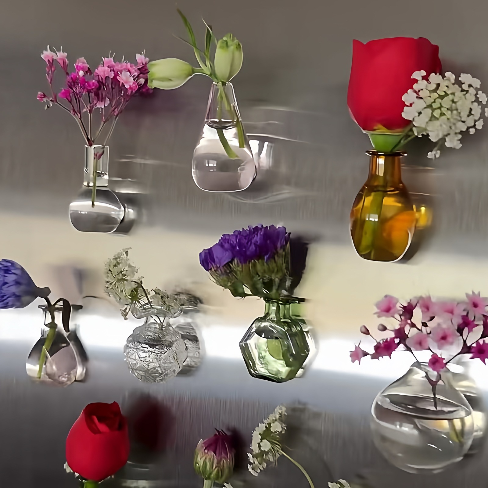Ins mini-magnetic pequeño frasco de flores pegatinas de refrigerador DIY decoración artística botella de vidrio delicada gato debe recoger botella