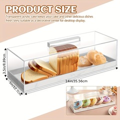 Crylic Bread Boxアクリルパンボックス長方形ケーキトレイ展示蓋ケーキ皿デザート棚
