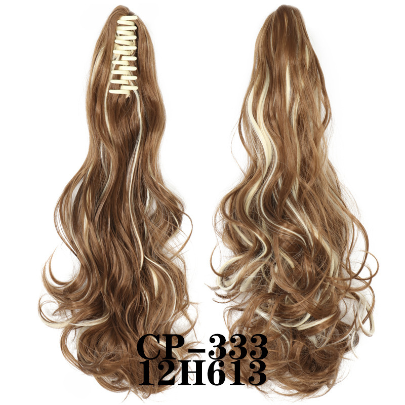 Europa y los Estados Unidos pelucas ondas largas pelucas de fibra química agarrar clip de cabello rizado garra de caballo 8 dientes fábrica de cola de caballo en stock