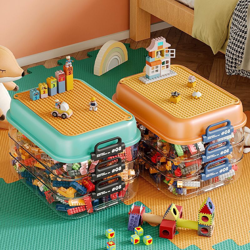 Caja de almacenamiento de bloques de Lego multifuncional multi-capa clasificadora de rejilla magnética para juguetes infantiles ensamblaje caja de acabado a prueba de polvo