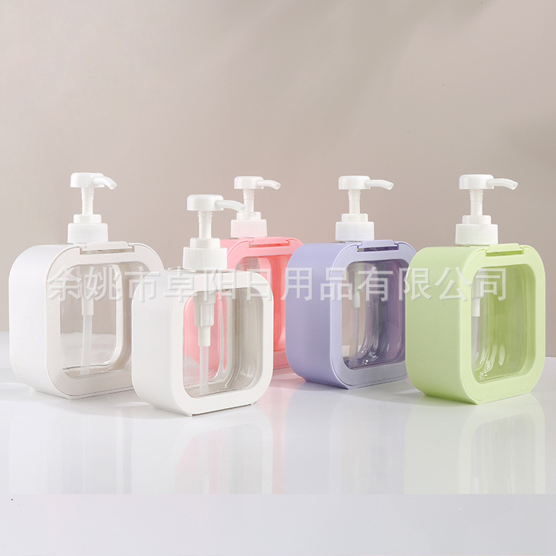 现货300ml 500ml分装瓶 方型洗手液分装瓶按压瓶可视乳液分装空瓶