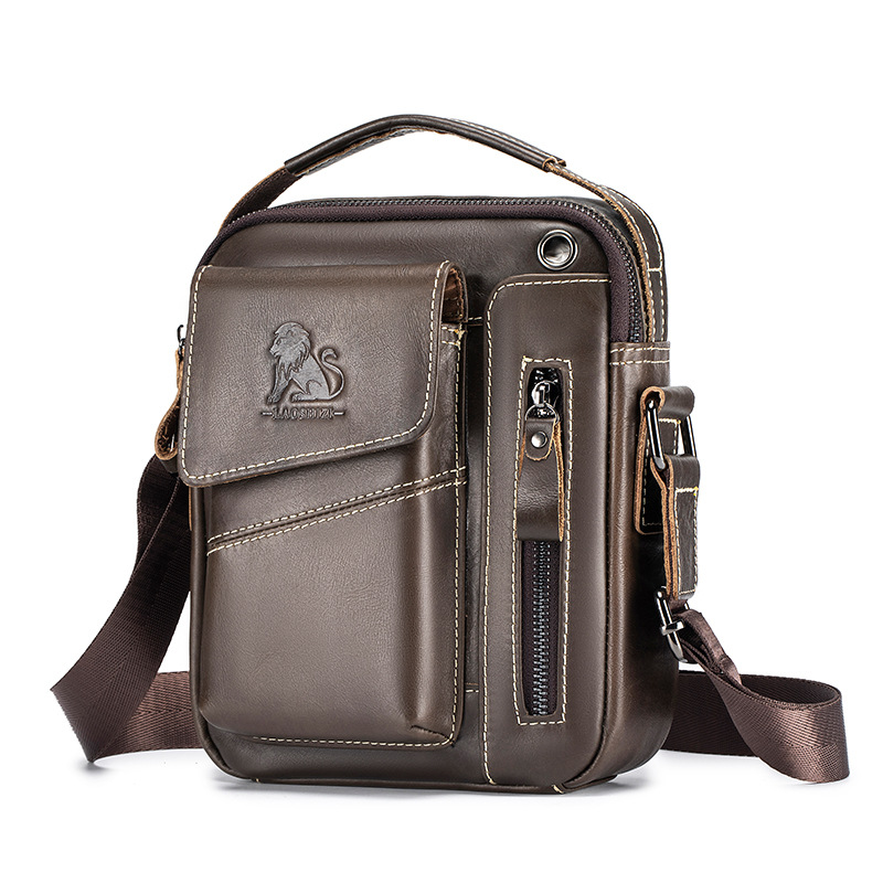 Bolso de hombro pequeño de los hombres de piel de vaca primera capa de piel de vaca hombro crossbody bolsa de deportes de moda MINI Bolso pequeño bolso duradero