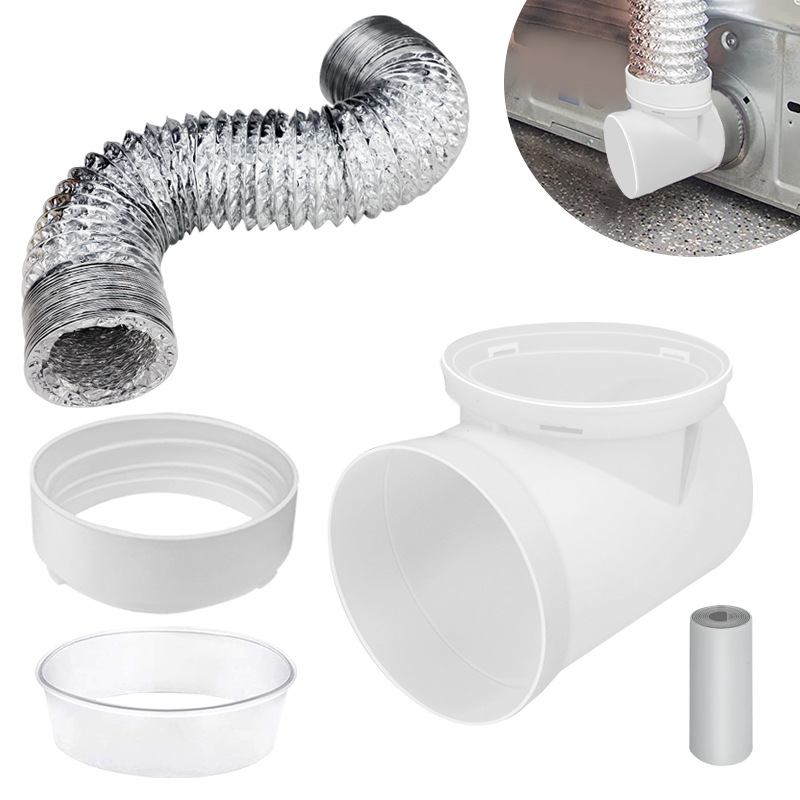 90도 커넥터 * 1 + 고정 클램프 링 * 1 + 알루미늄 호일 호스 * 1 + 투명 씰링 링 * 1 + 씰링 스트립 * 1