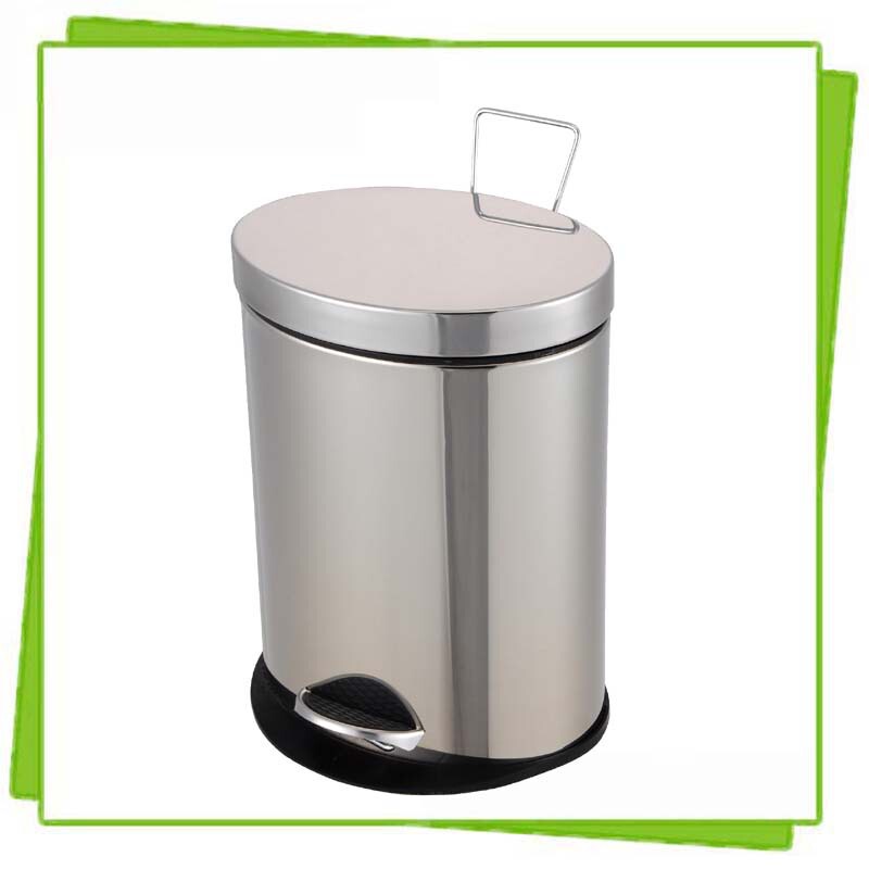 Classic Home Kitchen Living Room Bedroom Bathroom Stainless Steel Mirror Light with Slow-Down Silent Pedal 12L Trash Can