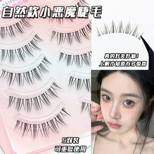 5 Pair of Natural Deviruchi False Eyelashes One Piece of Natural Transparent Terrier Cartoon Long Daily Eyelashes