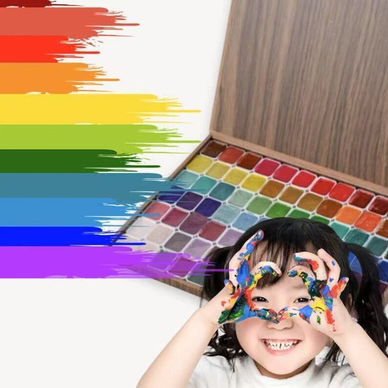 Art Academy Gift: 60-Color Wooden Box Pearlescent Paint Set Starry Sky Colors for Student Painting, Hand Painting, Nail Art, Thangka Art