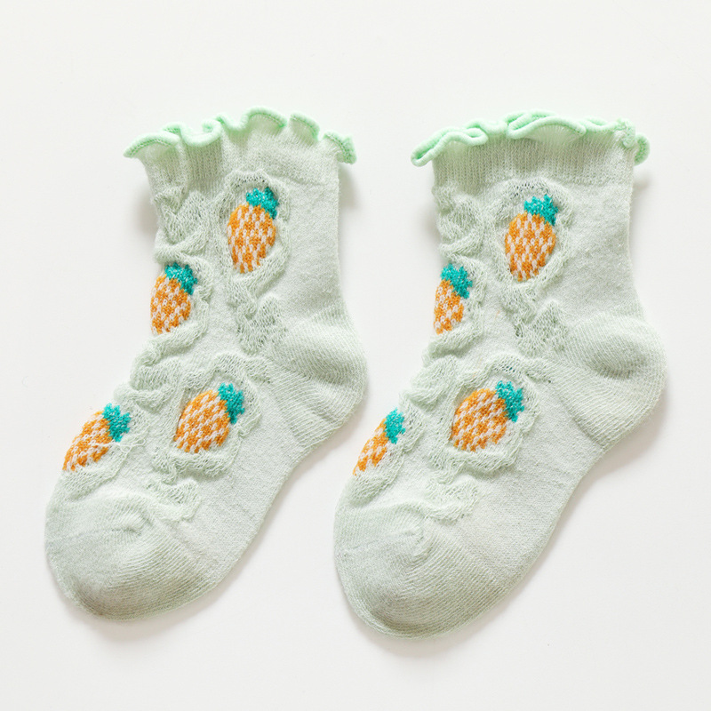 Calcetines sueltos de oreja de madera de verano calcetines de algodón para bebés calcetines de modelado de frutas de dibujos animados para NIÑOS Calcetines de malla transpirable