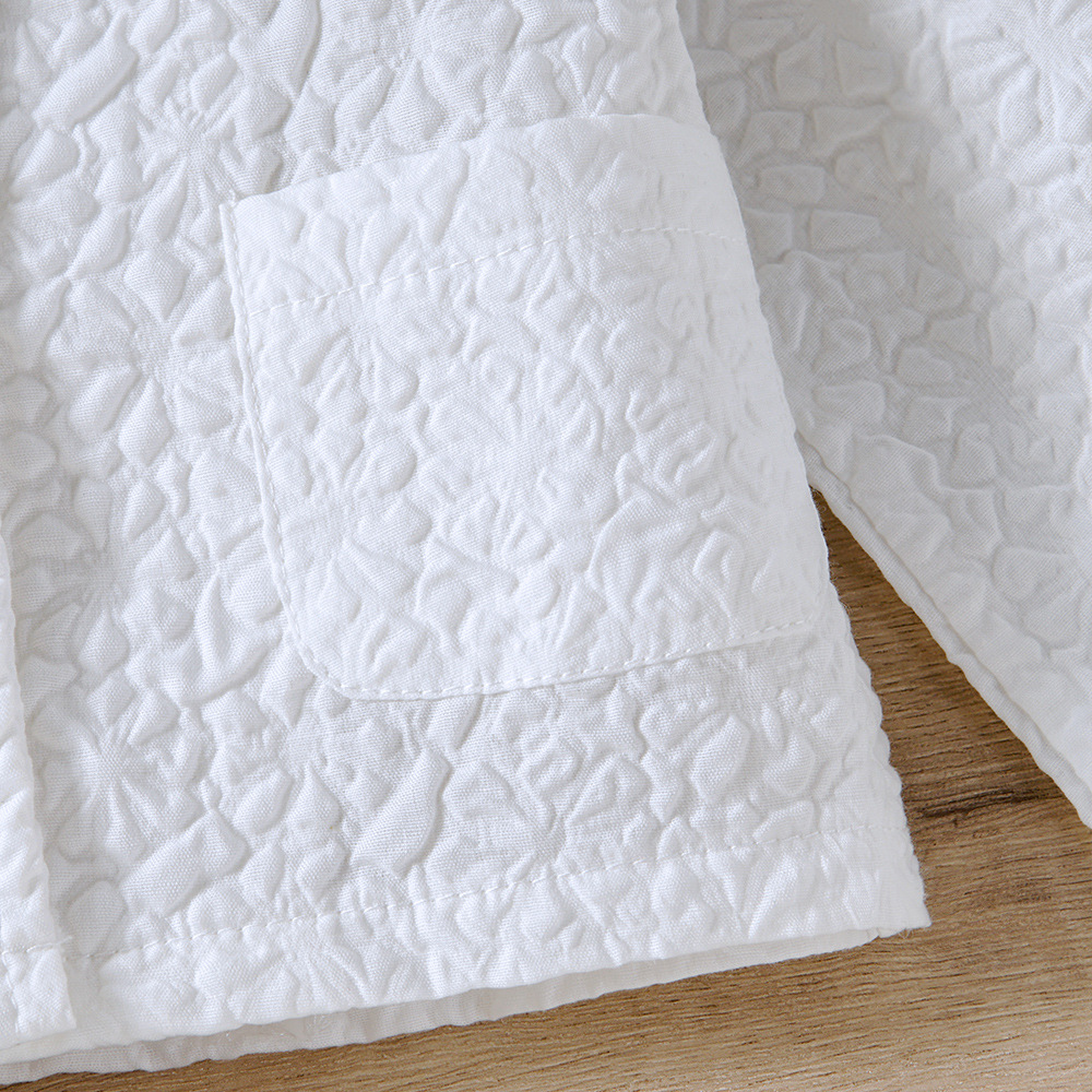 18M-6Y White Solid Color Pearl Style Button Tops And Skirt Two Pieces Set Baby Wholesale Clothing