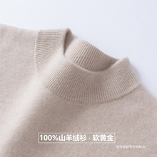 100%山羊绒衫男士半高领纯色内搭毛衣商务休闲秋冬新款打底针织衫