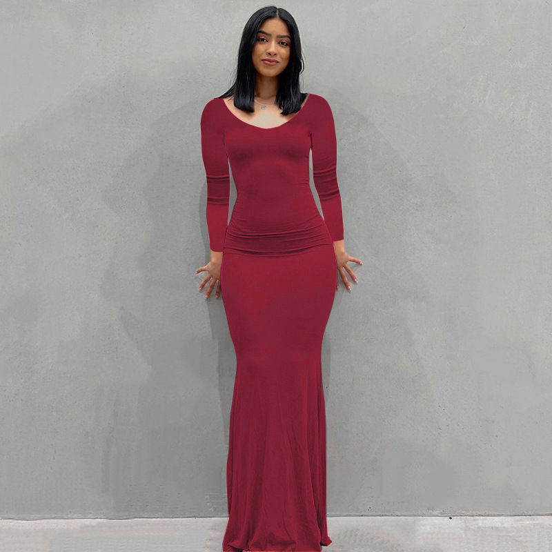Europa y América transfronteriza nueva Kardashian desnata mono de las mujeres Vestido largo de comercio exterior casual SLIM-Fit de manga larga mono de casa image 10