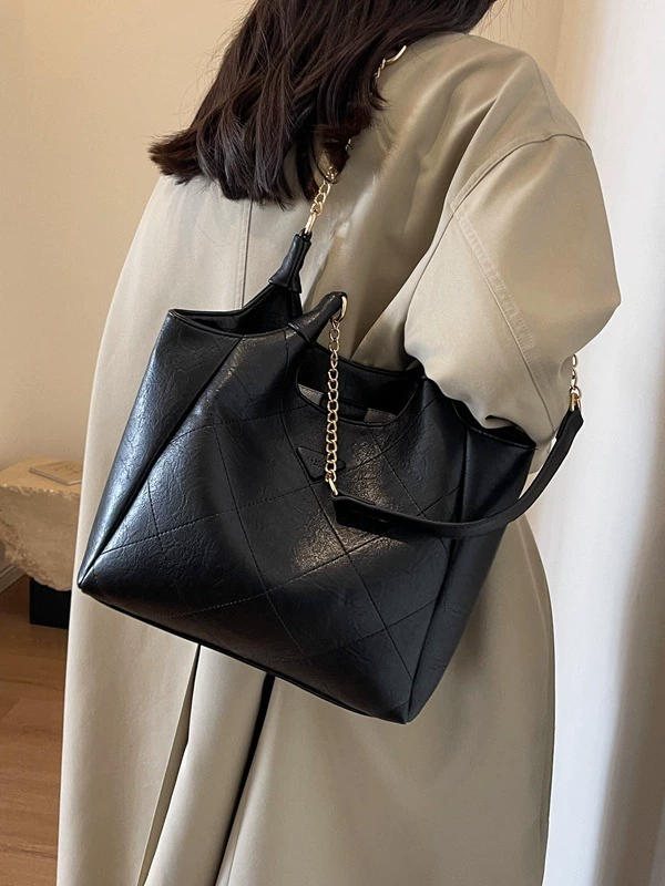 Retro universal shoulder bag, design one-shoulder bag with diamond pattern