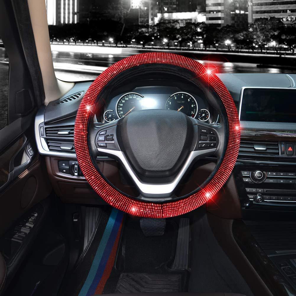 Source Factory Cross-Border Car Diamond-Studded Steering Wheel Cover with Inner Ring, Full Rhinestone Car Interior Handle Cover