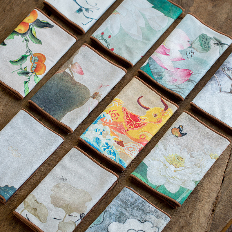 High-end Chinese tea towel cloth, thickened and absorbent tea table tablecloth, Kung Fu tea set accessories, pot-raising square towel, no lint