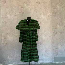 兔毛皮草外套仿龙猫衣服衣长115CM整皮