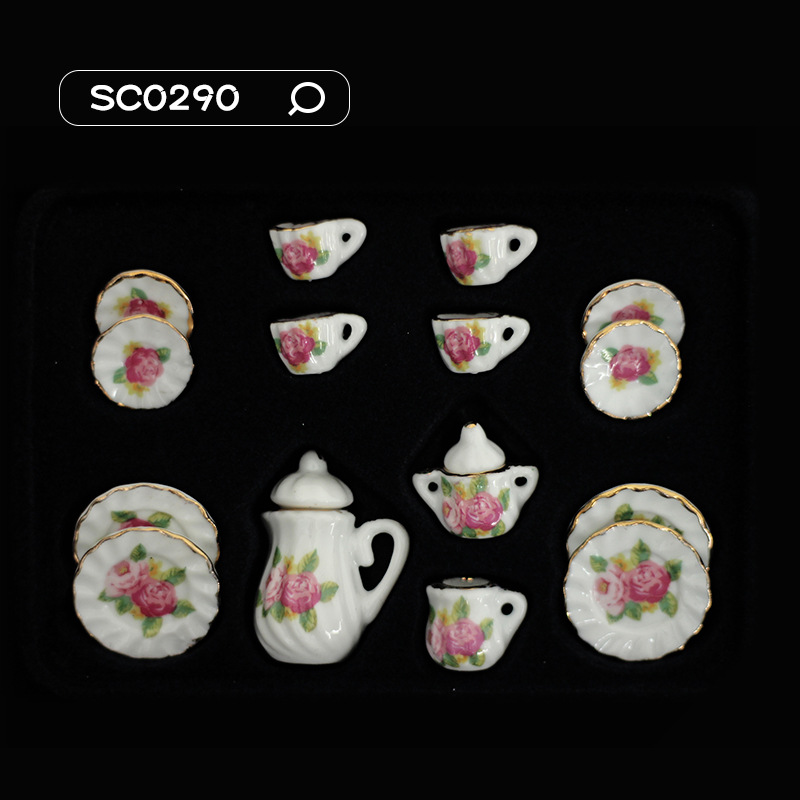 52Dollhouse miniatura comida y juego escena modelo Dollhouse accesorios mini juego de té cerámica taza té SC