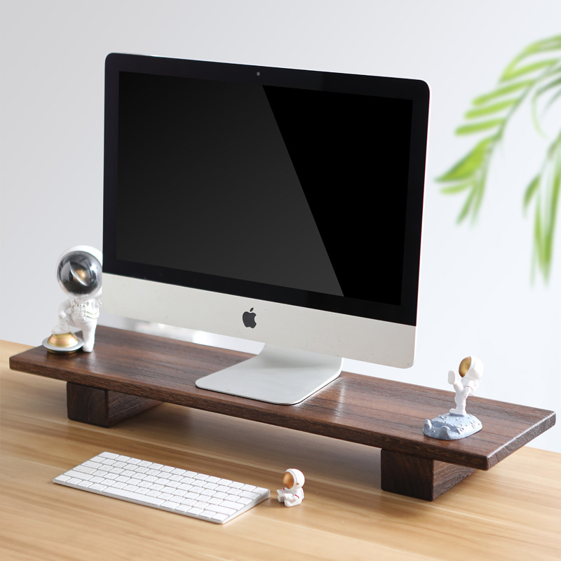 台式电脑萤幕增高架子抬高垫实木加长桌面键盘收纳整理架置物架
