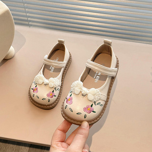 Children's spring fashionable footwear for leather shoes for princess, trend of season, soft sole