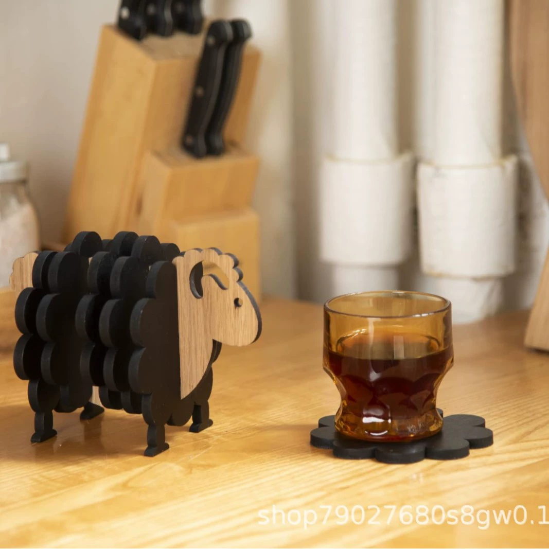 Деревянная подставка для пива в форме животных столовая посуда коврик простой из цельного дерева