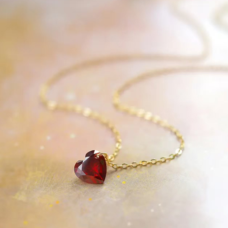 1g Weight 925 Sterling Silver Cable Chain Heart Shape Pendant Necklace