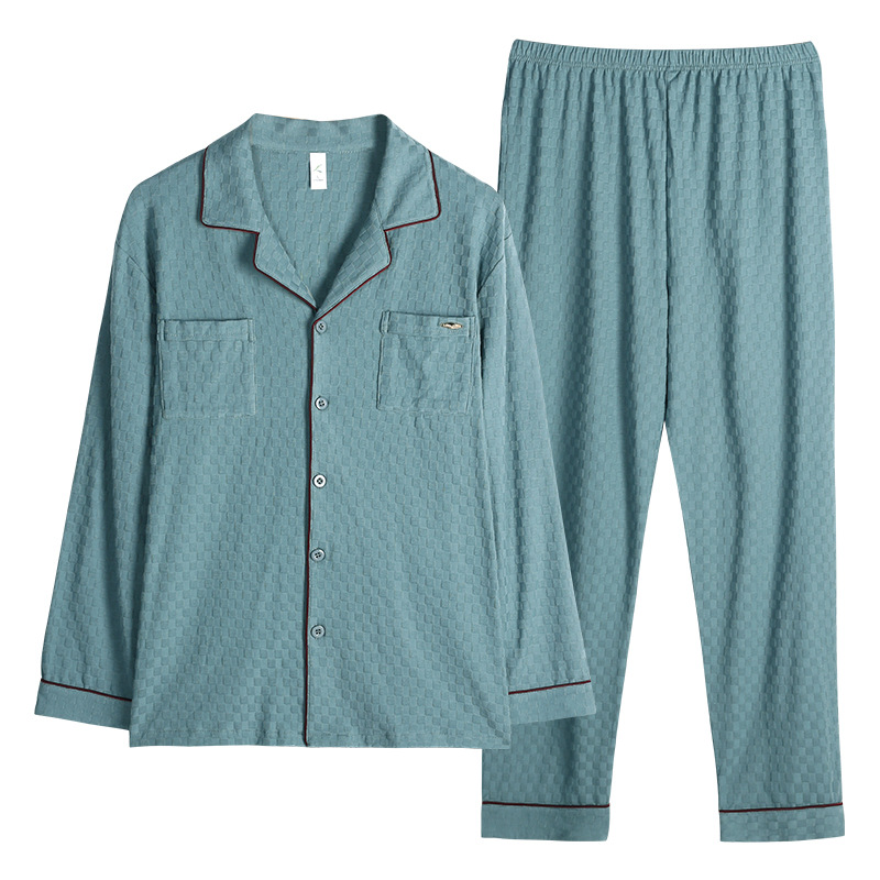 Plaid pijamas hombres de primavera y otoño 100% algodón manga larga más tamaño suelto Otoño e Invierno traje de homewear Delgado