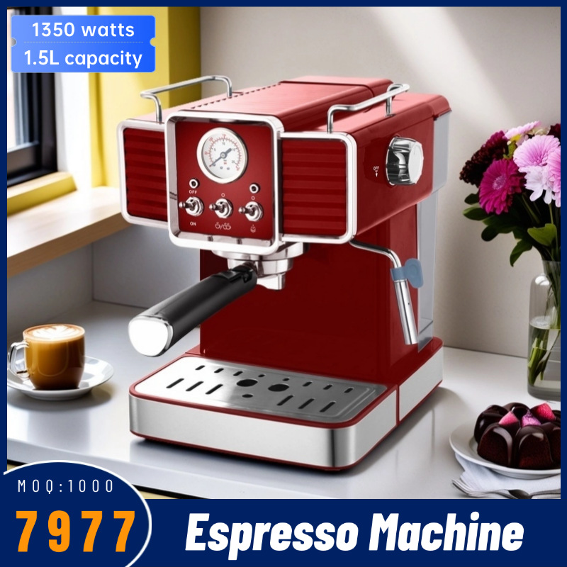 Máquina de café espresso de 20 bar con palanca de maniobra de manómetro Máquina de café de presión de bomba