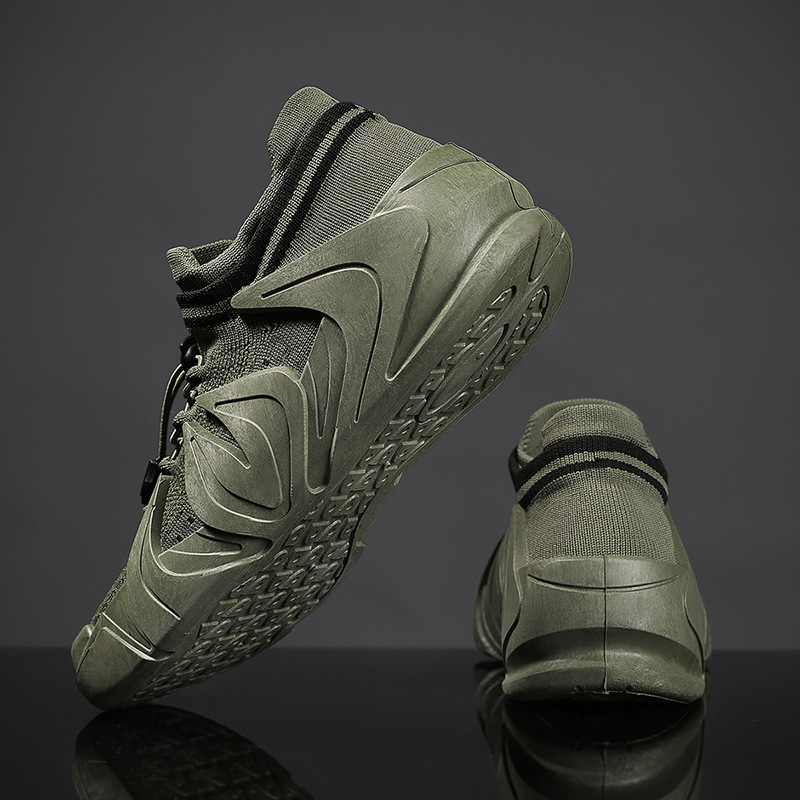 Zapatos de hombre que se pueden usar en cuatro estaciones, nueva tendencia de la moda, casual sin cordones, suela gruesa, punta redonda, zapatos de hombre transpirables deportivos de todo fósforo