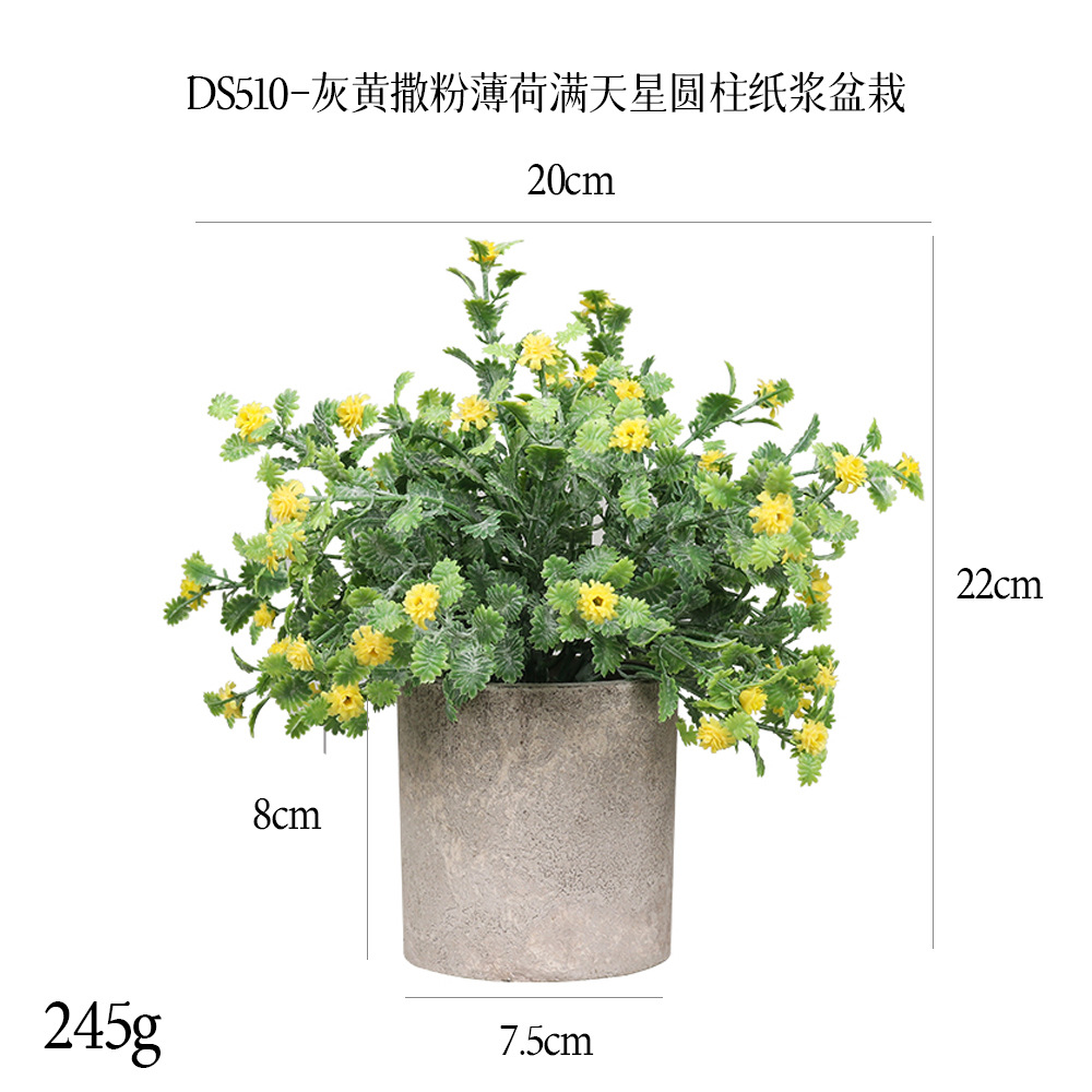 Más de 240 combinaciones populares de macetas con plantas verdes artificiales, decoraciones para el hogar, flores artificiales, bonsáis cilíndricos de pulpa de papel.