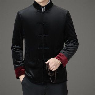 MJ23801 Men's Tang Suit Golden Velvet Imitation Mink Remove Liner Pike Chinese Style Warm Fur Jacket