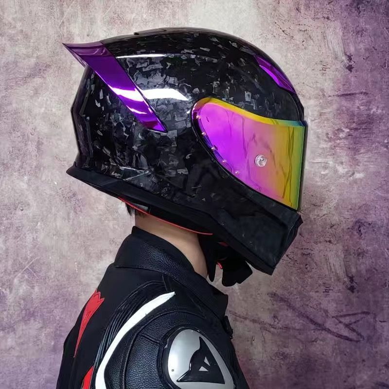 ORZ motocicleta de casco completo de fibra de carbono para hombres y mujeres