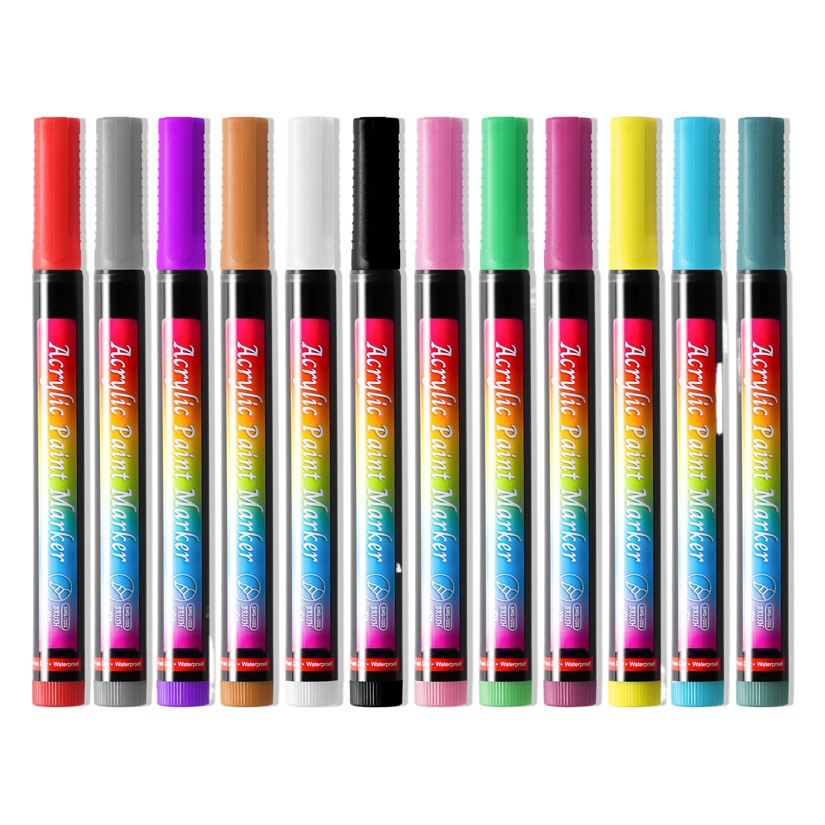 Nueva pluma de esmalte de uñas transfronteriza de 12 colores DIY pintado pluma de graffiti dibujado a mano dibujo suave cabeza marcador traje