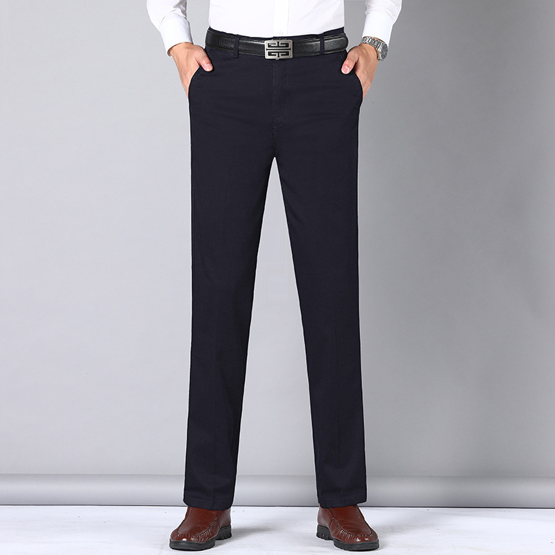 Spring cotton casual pants men's straight loose fashion business men's trousers cotton suit pants men's in stock pants