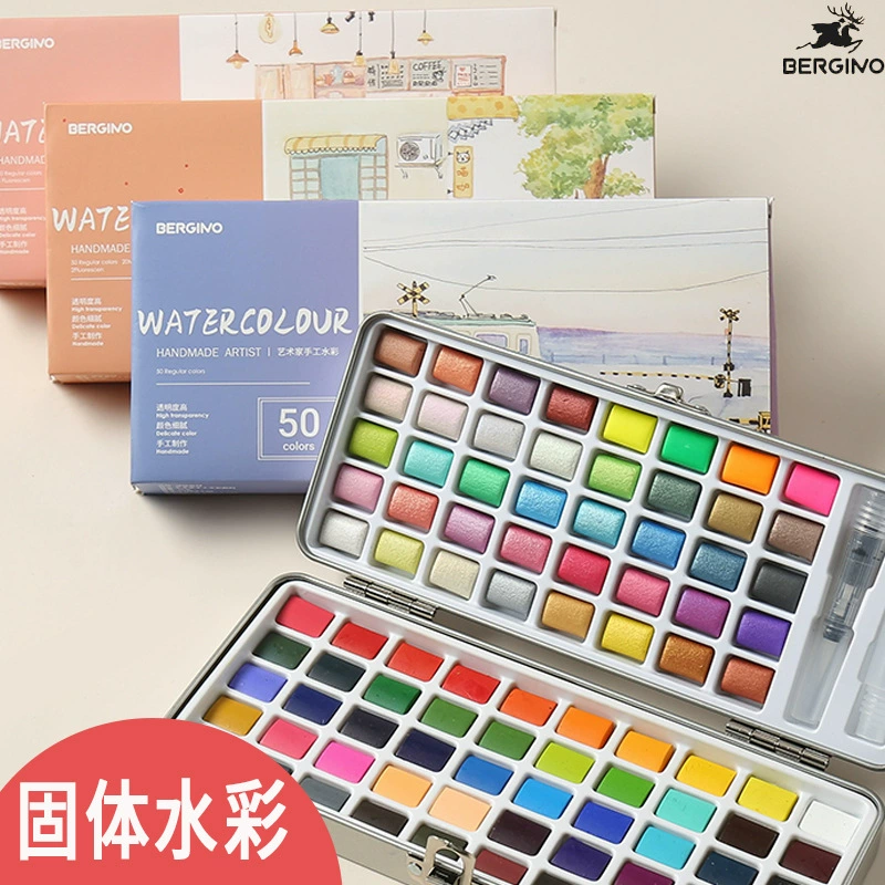 Твердая Акварельная краска 72 цвета 90 цветов жемчужный цвет флуоресцентная цветная художественная роспись Краска железная коробка костюм переносная акварель