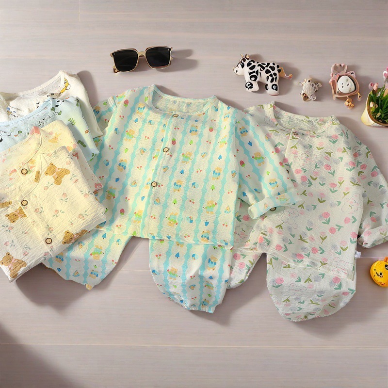 Children's Home Wear Set, Thin Style, Summer, Spring and Autumn Two-Piece Set, Boys and Girls Cardigan, Air-Conditioning Clothing, Pajamas, Cute Style