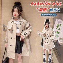 女童风衣春秋装2023新款儿童品质时尚外套中大童英伦风洋气中长款