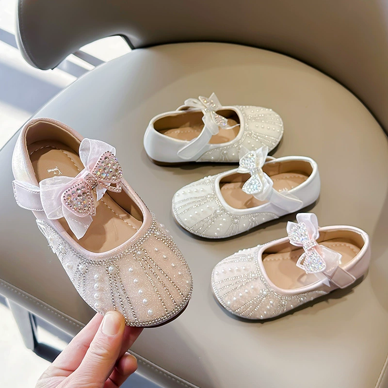 Обувь принцессы для девочек 2025 весна и осень новые детские хрустальные туфли