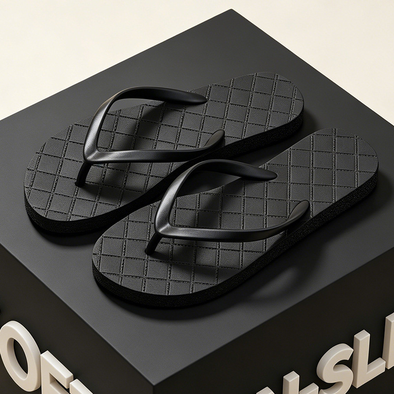 New style flip-flops with a comfortable feel, minimalist diamond pattern, soft sole, versatile for seaside and beach use