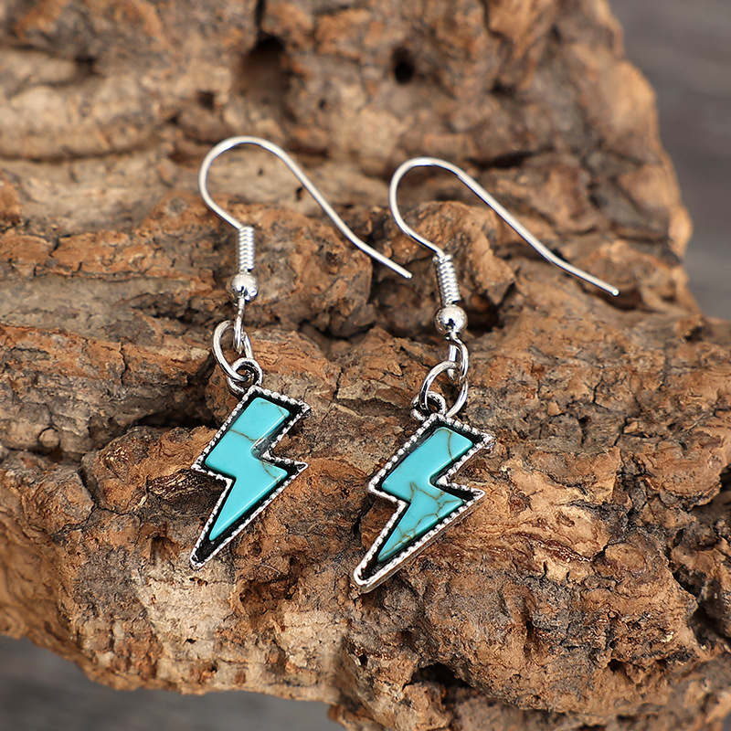 Vintage Style Lightning Alloy Inlay Turquoise Women's Drop Earrings display picture 4