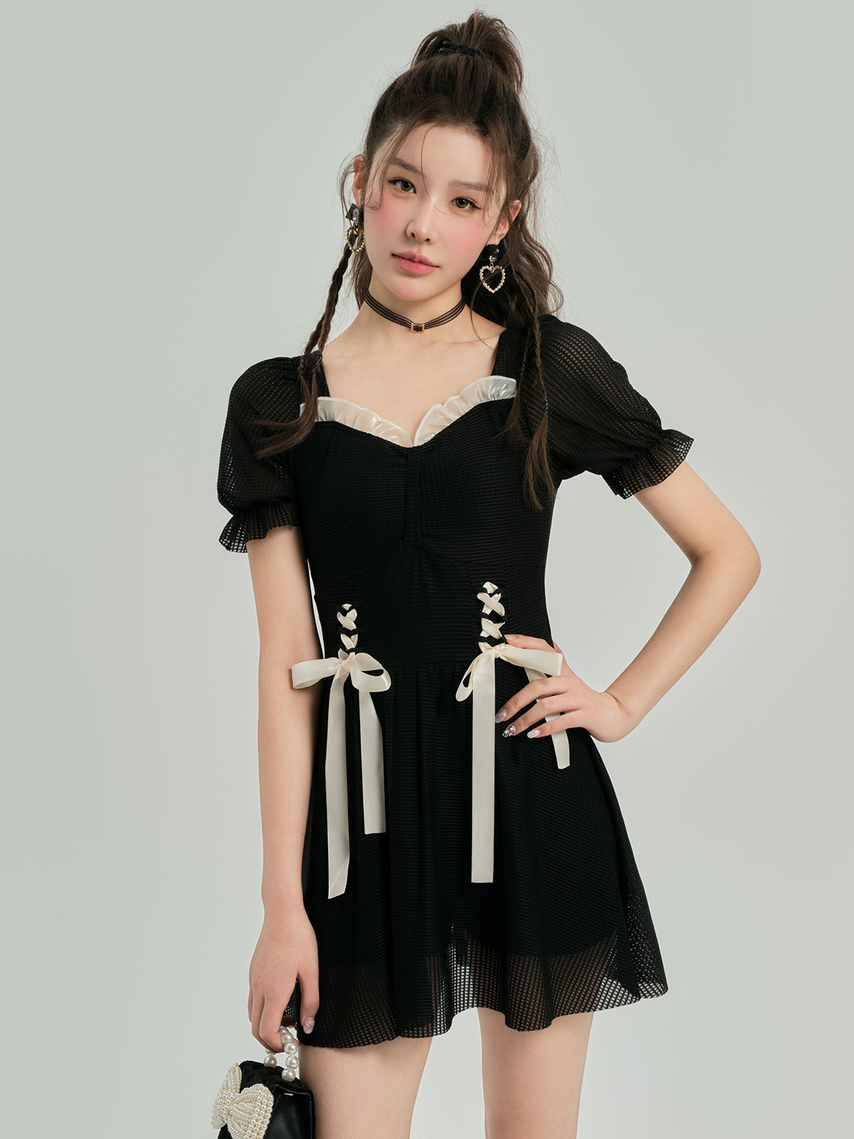 Trajes de baño para mujeres 2024 nuevo estilo Fairy Fan cubre el estómago delgado vestido conservador pequeño gordo tamaño unido trajes de baño de spa