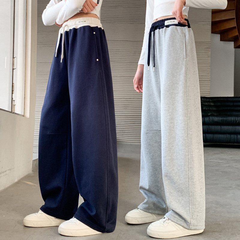 Girls' athletic long pants, autumn children's pants, 2026 new style, Korean style, casual wide-leg pants for medium and large children.