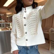 欧美跨境女装2026春季新款气质高级感复古宫廷风排扣短款西装外套