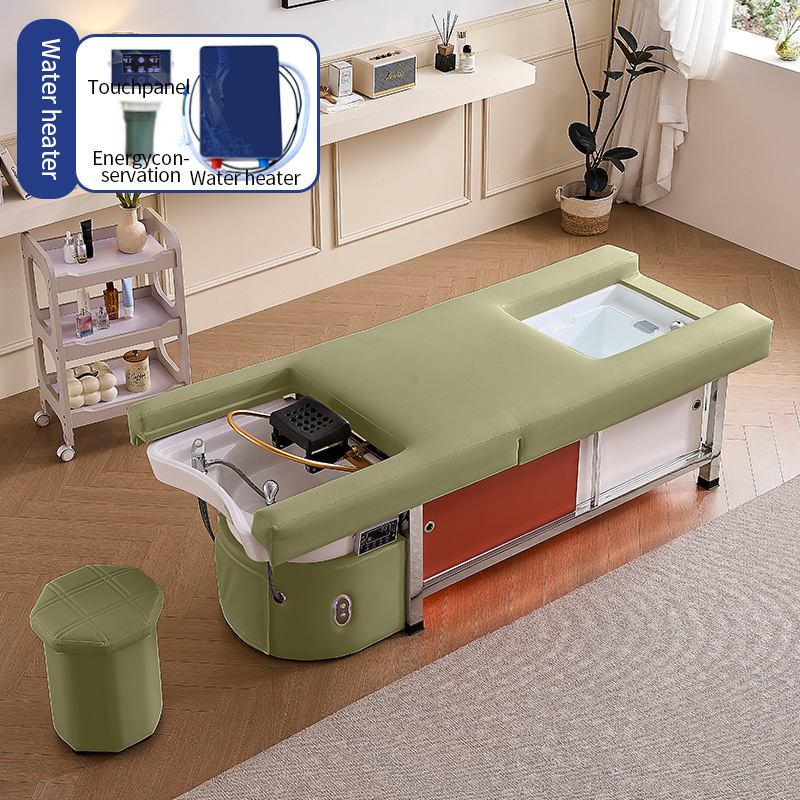 Cama eléctrica elevadora multifuncional para salón de belleza, cama de lavado de cabello, cama de masaje para terapia de cabeza, cama de masaje y cama de fumigación para circulación de agua