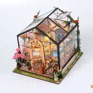 Cross-Border DIY Assembled Model Toys Handmade Miniature House Bookend Aerial Flower Room Girls Christmas Gift