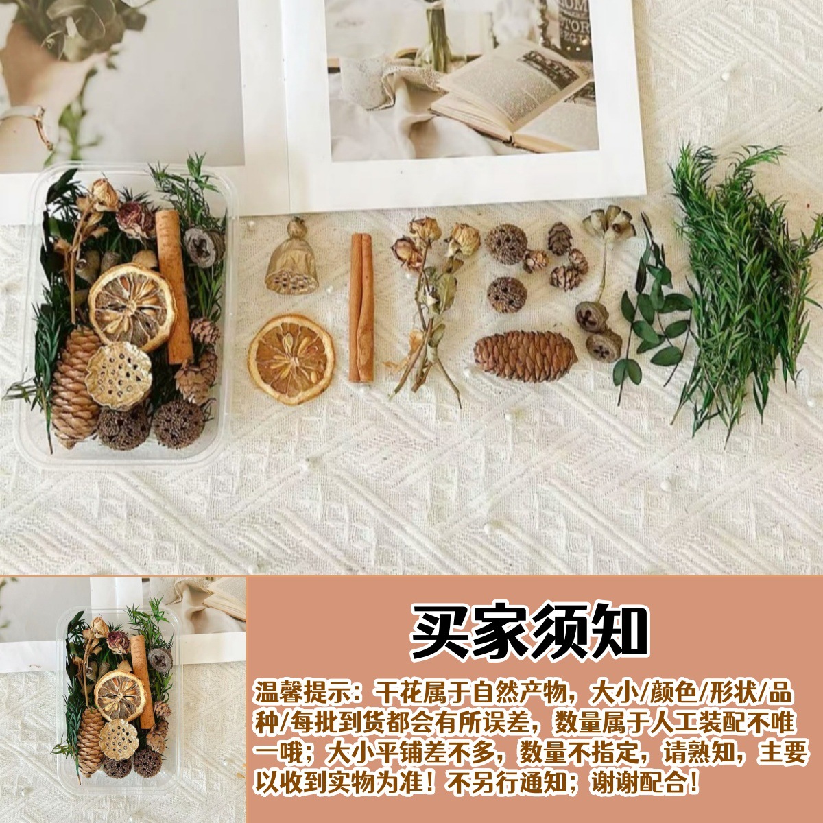 Fruitas secas flores secas DIY material paquete de plantas naturales secas al aire navidad pine canela hecha a mano in decoración adornos inmortales