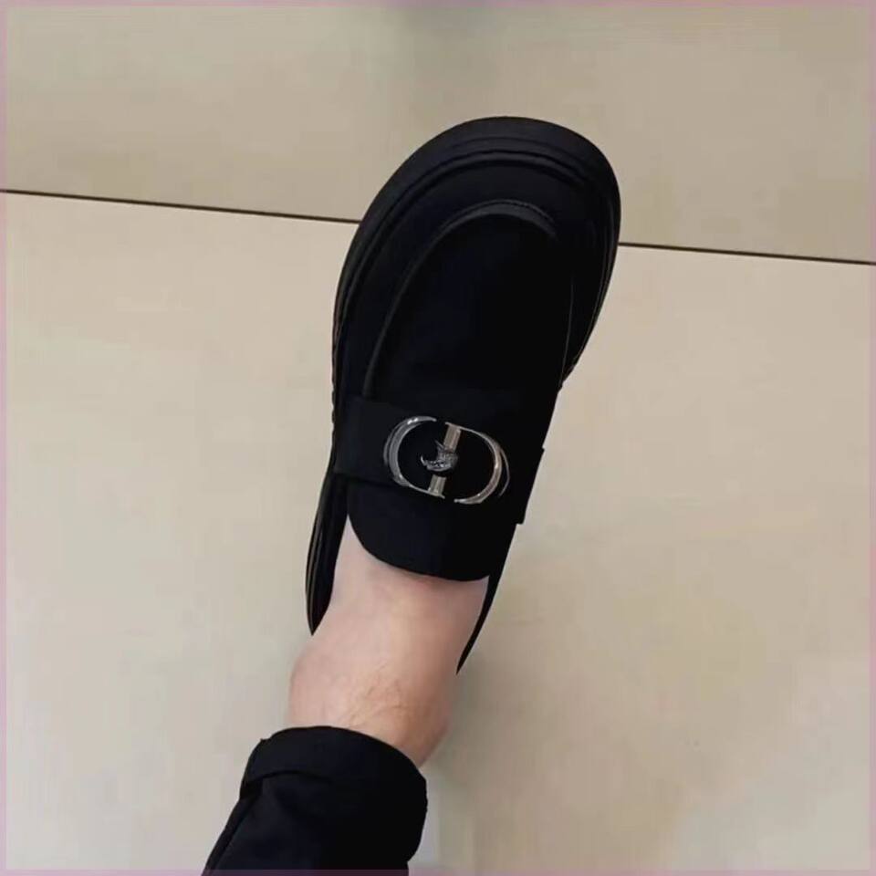 Giày lười nam kiểu Anh Nhật Bản cổ thấp xỏ chân thoải mái mùa hè, giày da thường ngày màu trơn — Màu đen chi tiết 6
