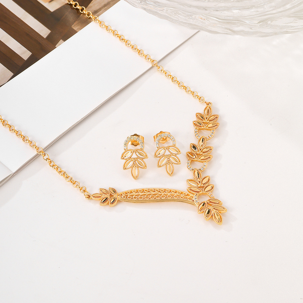 2024 explosión transfronteriza opciones aretes collar conjunto de bronce mujer joyas de piedra de zinc de moda dos piezas conjuntos de joyas exquisitas