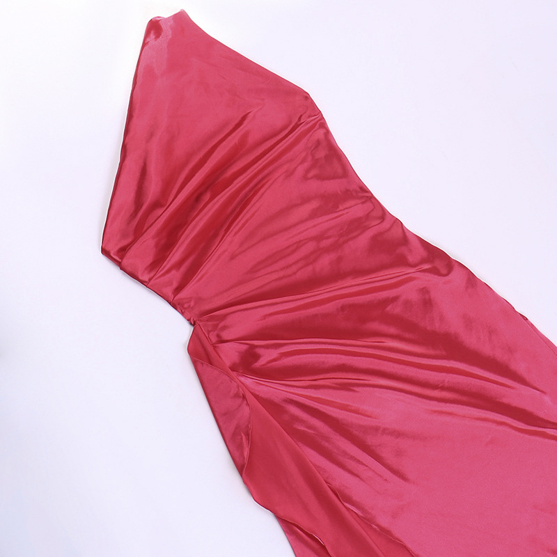 Elegant Women's Satin Pleated Maxi Dress With Side Split_voghion.com