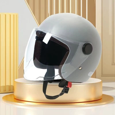 All-Season Battery Car and Motorcycle – Motosiklet kaskı (dəbilqə) - gray-full-face-helmet-hd-long-mirror