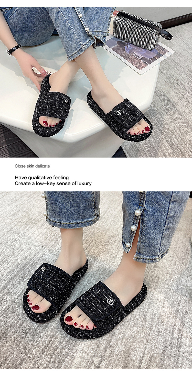 Women's Thick-soled Casual Velcro Slippers For Summer Wear_voghion.com