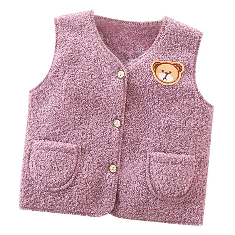 Niños de otoño e invierno Chaleco de lana de cordero niños y niñas de doble cara chaleco cálido bebé cardigan dentro y fuera del chaleco de desgaste